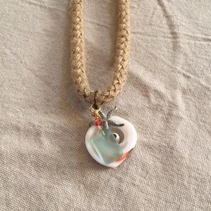 Necklace. Shell, sea glass, starfish and crystal.